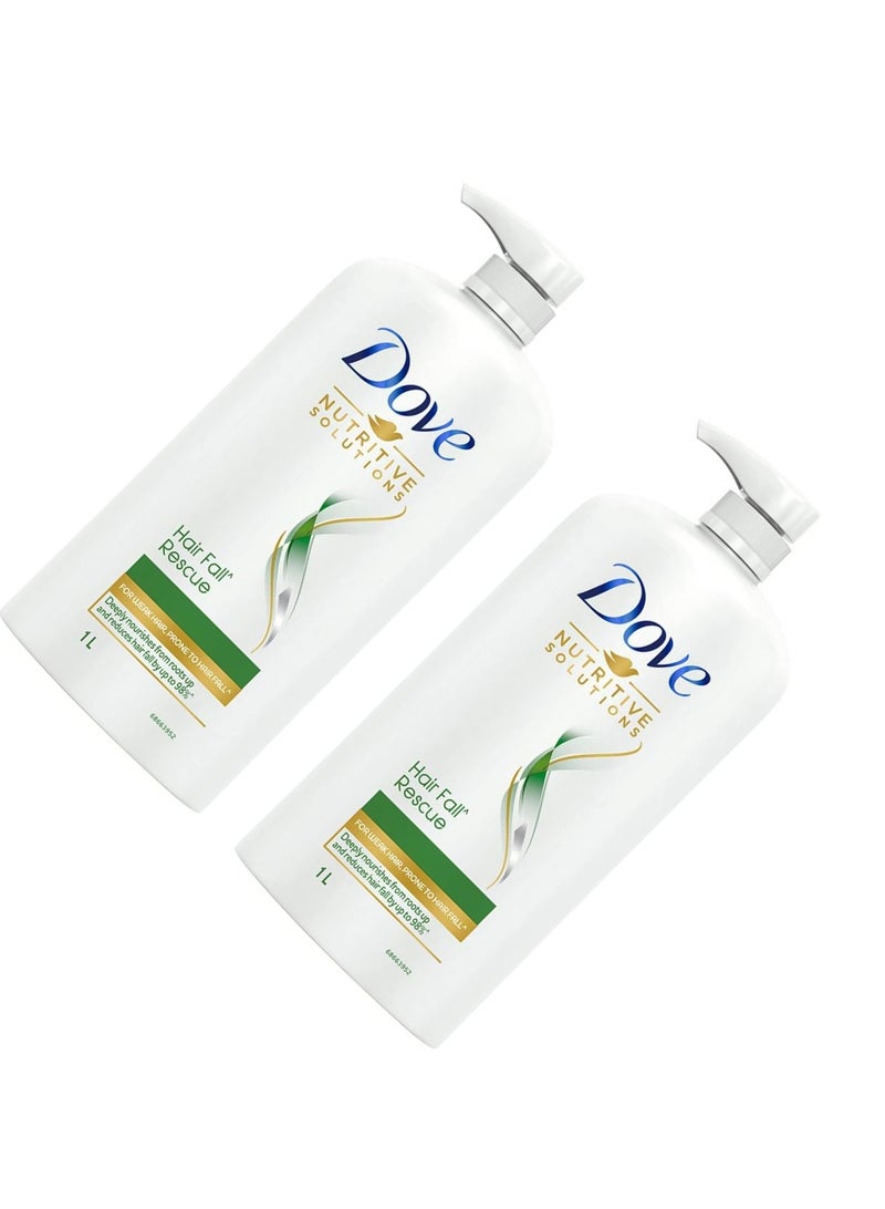 دوف شامبو دوف لإنقاذ الشعر من التساقط 1 لتر، للشعر التالف، للتحكم في تساقط الشعر والحصول على شعر أكثر كثافة - شامبو يومي لطيف مضاد لتساقط الشعر للرجال والنساء (عبوة من قطعتين) - Image 4